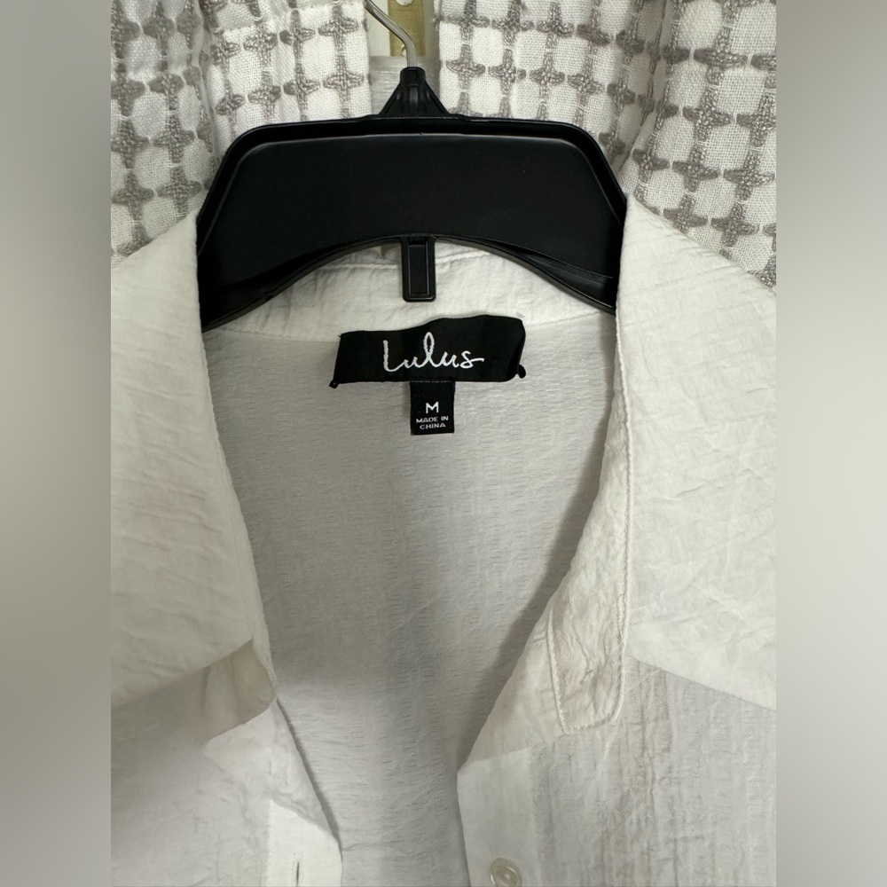 Lulus White Puff-Sleeve Button Up - Picture 4 of 5